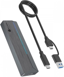 Case esterno per SSD M.2 NVMe e SATA con illuminazione RGB, USB 3.2 Gen 2 (10 Gb/s)