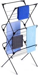 Stendibiancheria metallico pieghevole, nero, 61 × 58 × 136 cm