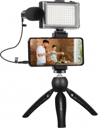 PULUZ Live Streaming Set with Tripod, LED Light and Microphone