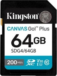 SD Card 64 GB Kingston Canvas Go Plus C10 U3 V30 200/160 MB/s