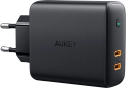 Aukey PA-D5 GaN netlader 2× USB‑C Power Delivery 63 W met Dynamic Detect