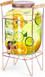 Stekleni dozirnik za pijače s pipico in zlatim stojalom 4,2 l Vilde