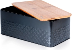 Portapane in metallo con coperchio in bambù 33,5 × 18,5 × 12,5 cm