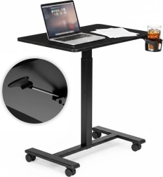 Tavolo mobile regolabile in altezza 70 × 48 cm con portabevande, nero ModernHome