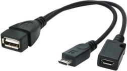 USB OTG adapter Micro‑USB na USB 2.0 z dodatnim napajanjem 15 cm