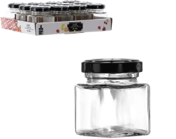 Petit bocal 50 ml carré avec couvercle métallique