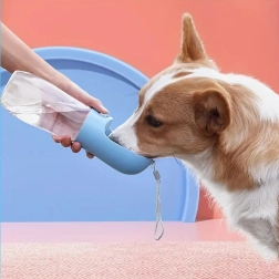 Portable water bottle for dog and cat with integrated bowl 350 ml