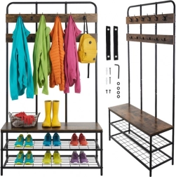 Étagère d’entrée sur pied avec porte-manteau 182 cm Ruhhy