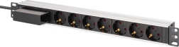 PDU rack 19" con interruttore e interruttore automatico C 16 A, 7x Schuko, cavo 1,8 m, alluminio