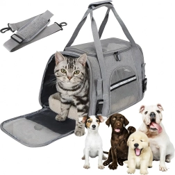 Grande trasportino portatile per cane, gatto e piccoli animali – grigio