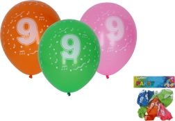 Inflatable balloons 30 cm with number 9, set of 5 pcs