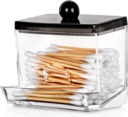 Distributeur de cotons-tiges en acrylique transparent avec couvercle