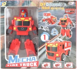 Robot avvitabile pieghevole – camion rosso transformer con escavatore