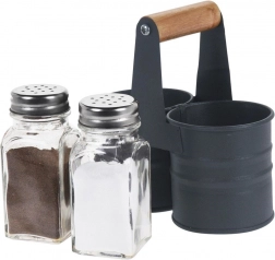 Glass Salt and Pepper Shakers with Stand