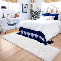 Plysbetrukket shaggy-tæppe til stue og soveværelse 120 × 80 cm