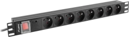 Lanberg PDU da rack 19" 1U, 8 prese tipo E, 16 A, nero