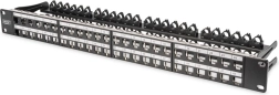 Modulární patch panel Digitus vysoké hustoty, 19" 48x Keystone, stíněný, 1U, černý