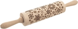 Rouleau à pâtisserie en bois à relief flocons de neige 39 cm