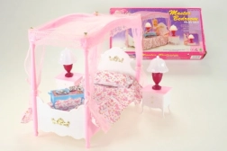 Glorie canopy bed for dolls with light-up lamps