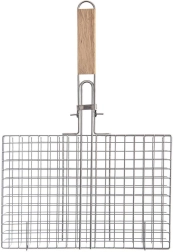 Lockable grilling basket 32 × 49 cm with wooden handle
