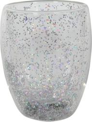 Bicchiere a doppia parete 350 ml con coriandoli argentati