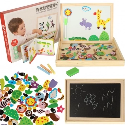 Lavagna multifunzionale in legno con animali