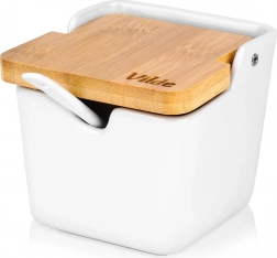 Keramisk sukkerskål 250 ml med bambuslåg og ske