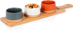 Ceramic Tapas Bowl Set with Bamboo Board, 48 cm, 4 Pieces