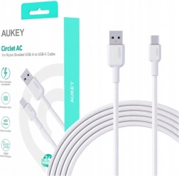 Aukey USB‑C na USB‑A kabel 1 m 60 W PD z najlonskim pletenjem bel