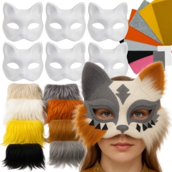 Maaleo kit fai-da-te per decorare maschere da gattino (6 pz) con feltro e pelliccia sintetica