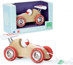 Pull-along wooden racing car with red wing VILAC