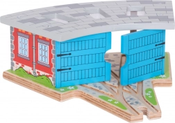 Bigjigs Rail deposito triplo con porte per ferrovie di legno