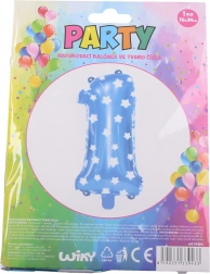Palloncino numero 1 blu con stelline