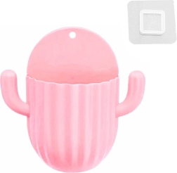 Samoprzylepny organizer ścienny na szczoteczki i pędzle różowy