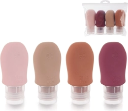 Flaconi da viaggio in silicone con ventose in custodia, set da 5 pezzi