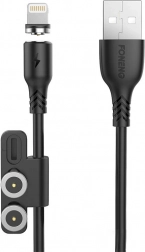 Magnetni polnilni kabel 3v1 FONENG X62, USB na USB‑C / Lightning / Micro USB, 2,4 A, 1 m, črn