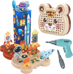 Iso Trade 3D construction set space with electric screwdriver (161 pieces)