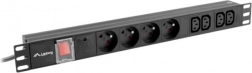 Rackmonteret PDU-liste 1U 16A med 4 stik 230 V og 4× IEC C13, 2 m – LANBERG