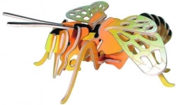 Woodcraft wooden 3D puzzle Bee, colored