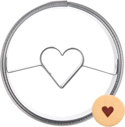 Tagliabiscotti in acciaio inox rotondo con cuore 4,5 cm