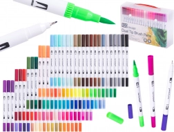 Pennarelli bicolore e fineliner sottili in valigetta, 100 colori