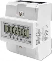 Three-phase electronic energy consumption meter for DIN rail
