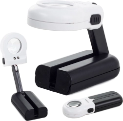 Handheld reading magnifier 16x with LED lighting