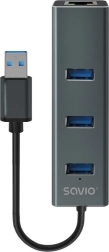 Savio hub USB-A 3.1 Gen 1 con 3 porte e adattatore RJ‑45 gigabit ethernet
