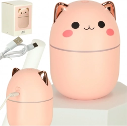 rózsaszín cicás párásító és illóolaj-diffúzor RGB háttérvilágítással