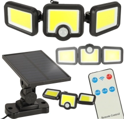 Projecteur LED solaire 3-en-1 avec détecteur de mouvement et crépusculaire