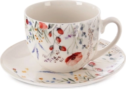 Porcelain cup with saucer white Maki 260 ml