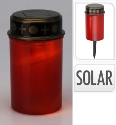 Cemetery LED candle with solar charging, ground stake, 12 cm