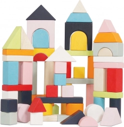 Le Toy Van Petilou colorful wooden blocks in a cotton bag, 60 pcs