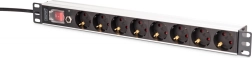 PDU rack 19'' con protezione da sovraccarico, 8 prese Schuko, cavo 2 m, 16 A, in alluminio
